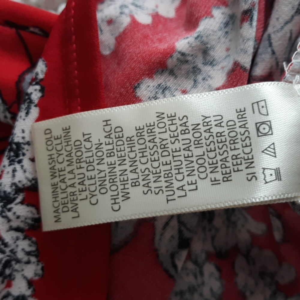 New Max Studio Size Small Red Floral Sleeveless Faux Wrap V-Neck Dress - Picture 14 of 16